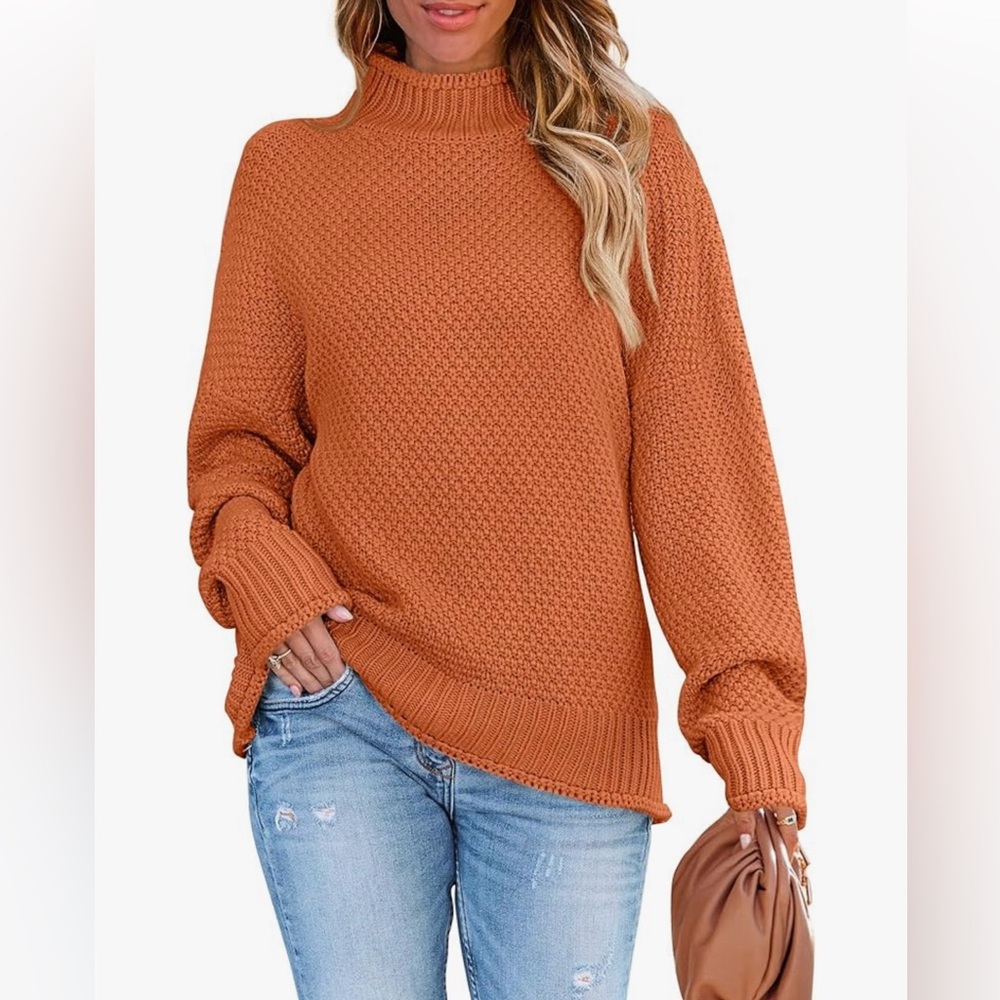 ZESICA Women's Turtleneck Batwing Sleeve Loose Oversized